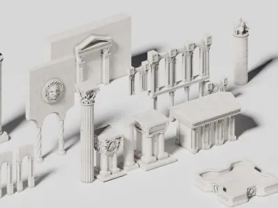 Ancient Fantasy City Ruins - KIT Low-poly 3D model