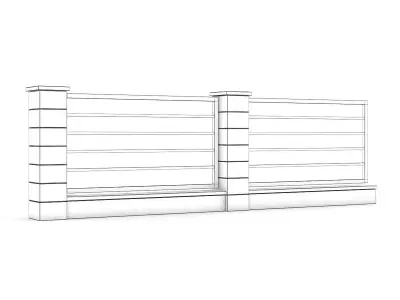 Concrete Fence 05 3D model