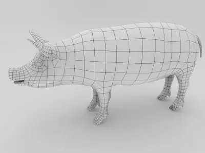 3D Black Wild Pig game ready low poly  Low-poly 3D model