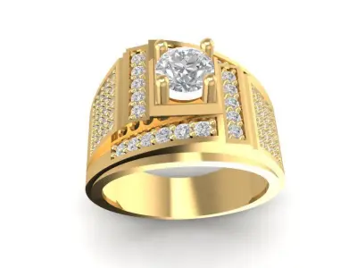 Luxury Square Diamond Men Ring 3D Model 2078 3D print model