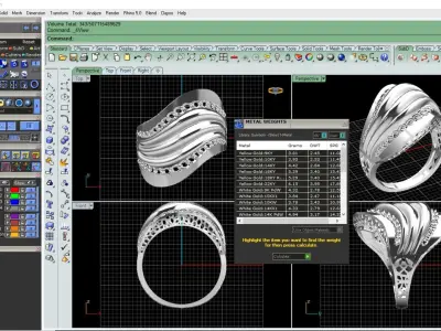 Gold ring with chain 3D print model