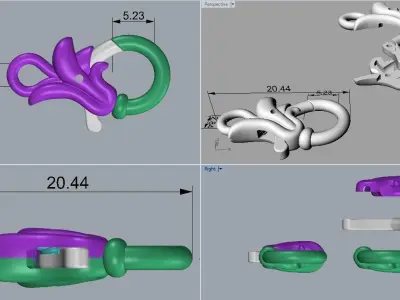 Lock Lock two gold plated hooks 3D print model