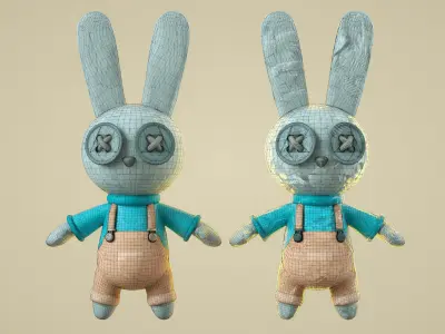 cartoon rabbit clay rabbit Low-poly 3D model