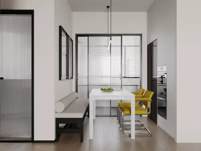 Modern living room dining room interior scenes 151 3D model