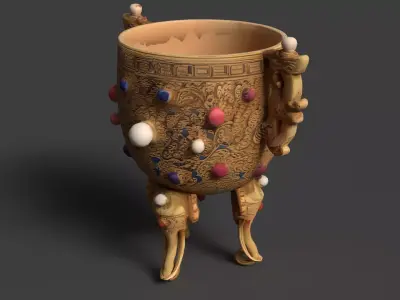 Golden cup figure    Low-poly 3D model