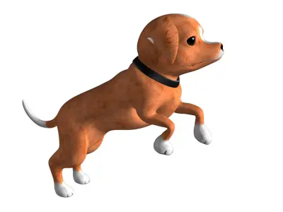 Cute Dog CHaracter RIgged and Animated Low-poly 3D model