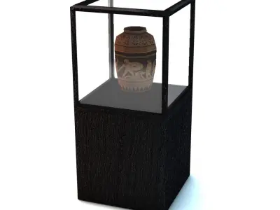 Display case with vase Low-poly 3D model