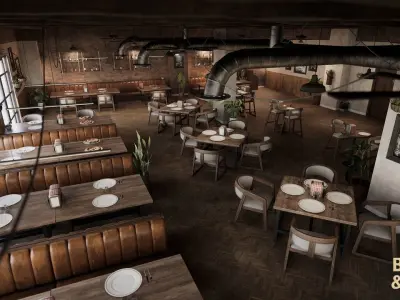 Pizza Restaurant Environment Low-poly 3D model