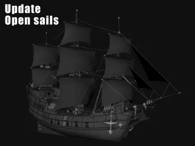 Galeon Ship low-poly Game-ready Low-poly 3D model