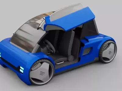 Futuristic city car  rigged 3D model