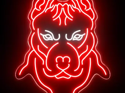 Pitbull Face Neon Sign 3D model