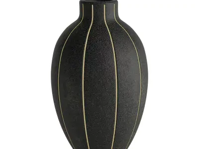 Black decorative ceramic vase with pattern 3D model