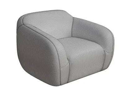 Blue Fabric Occasional Chair 3D model