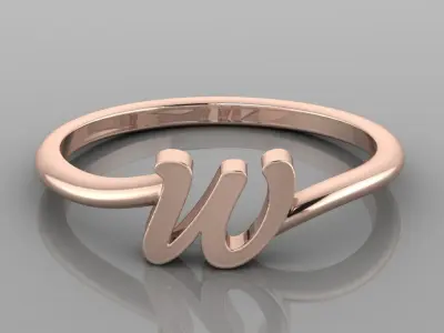 Alphabet Ring W 3D print model