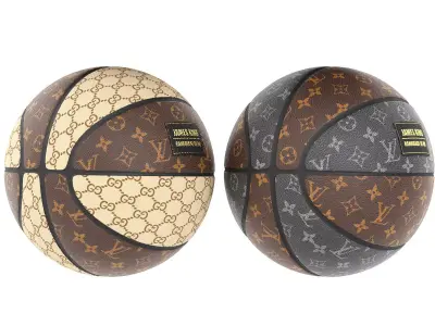 louis vuitton and gucci basketball 3D model