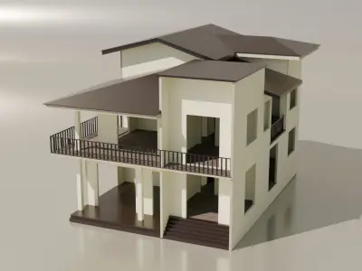 Residential House Low-poly 3D model