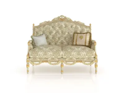 Baroque gold loveseat by Modenese 3D model