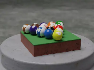 Detailed Pool Ball Set Free 3D model
