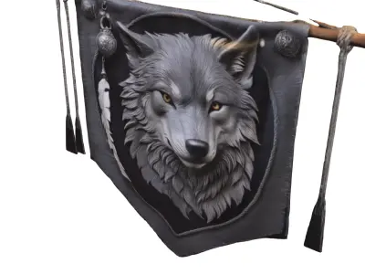Tribal Wolf Spirit Banner Low-poly 3D model