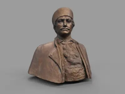 Male Bust Statue Low-poly 3D model