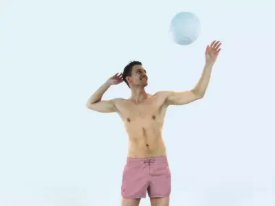 Virtue 04I Beach Serving Sports Man Low-poly 3D model