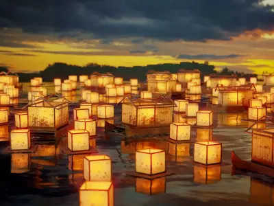 Lantern Night Scene Low-poly 3D model