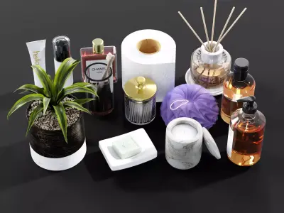 Bathroom accesories set 3D model