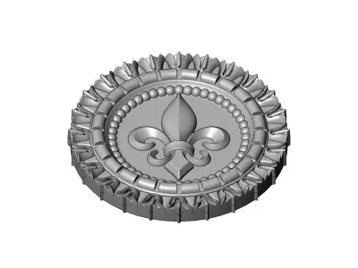 Heraldic lily flower pattern ceiling medallion rosette sculpture 3D print model