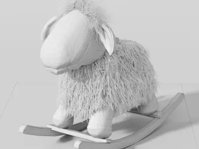 Rocking wool plush Lamb chair toy Rocker for Kids Room 3D model