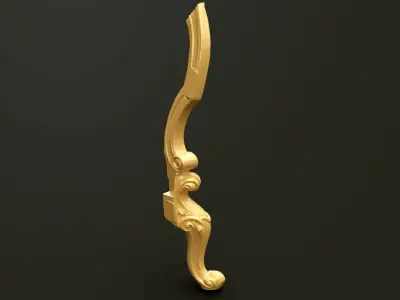Classic Baroque Style Wooden Chair Base for CNC 3D model