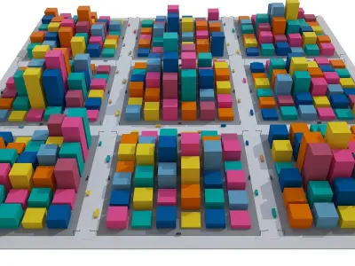 Cartoon City Low-poly 3D model