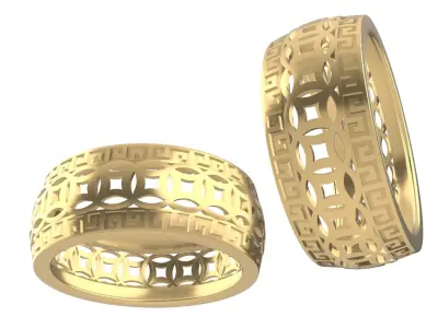 0263 Chinese Coin Ring 3D print model