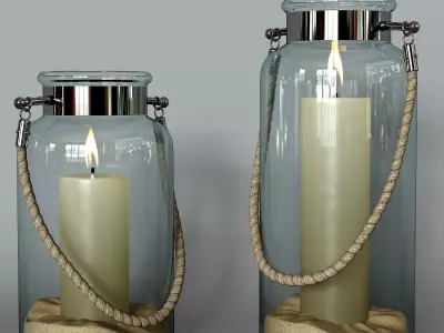 Candle in a jar Low-poly 3D model