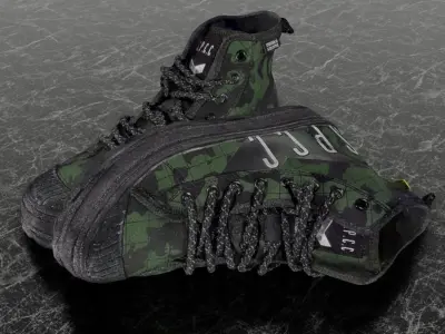 SSPC CAMOUFLAGE 3D SHOES - GREEN Low-poly 3D model