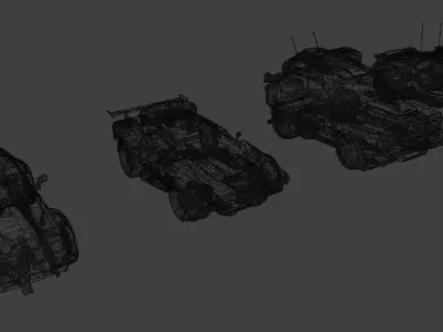 Stylized Sci-Fi Cars Low-poly 3D model