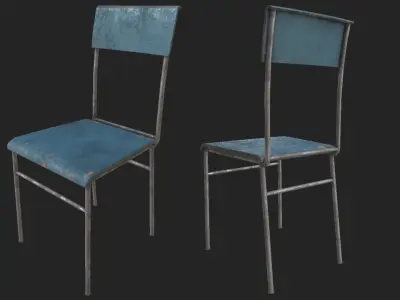 Old Wooden Chair 1 PBR Low-poly 3D model