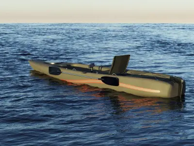 Kayak 3D model fishing boat Low-poly 3D model