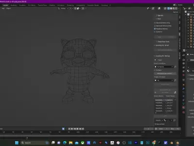 3D Cat Mascot Rigged Model ready to animate Low-poly 3D model
