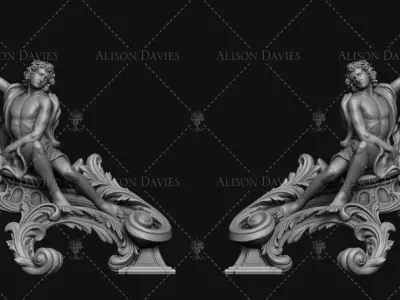 Bacchus Fire dogs for fire surround 3D print model 3D print model