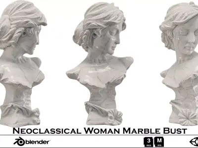 Exquisite Neoclassical Woman Marble Bust 3D model