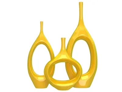 Decor Tabletop Hollowed Vases yellow 3D model