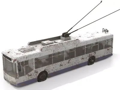 Old Rusty Trolleybus Low-poly 3D model