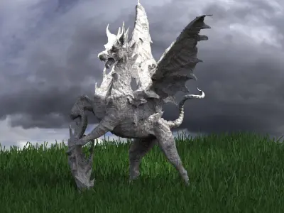 Drake With Shield Statue 3D 3D model