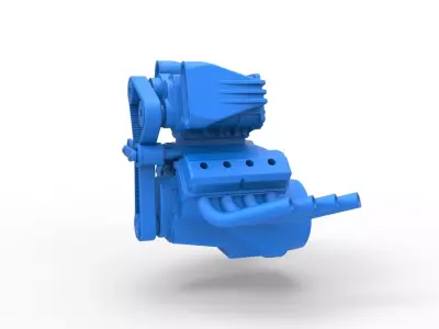 Engine V8 with double supercharger Version 7 Scale 1 to 25 3D print model
