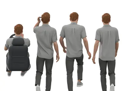 Casual Man in 04 Poses Low-poly 3D model