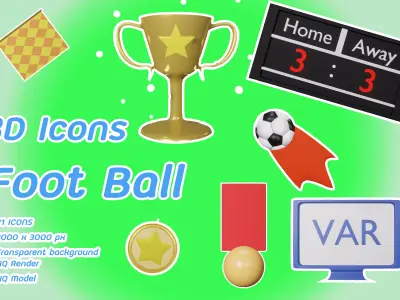 3D icon Football pack 3D model 3D model