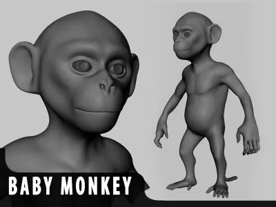 Monkey Baby Low-poly 3D model