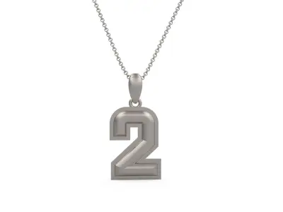Model 1151 Number 2 Necklace Curved With Border 3D print model
