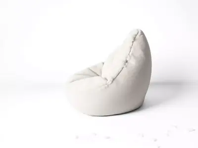 Plush White Beanbag model pack Low-poly 3D model