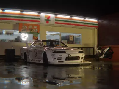 Nissan GT-R R32 with Liberty Walk Kaido Works LB85-02 Body Kit 3D model